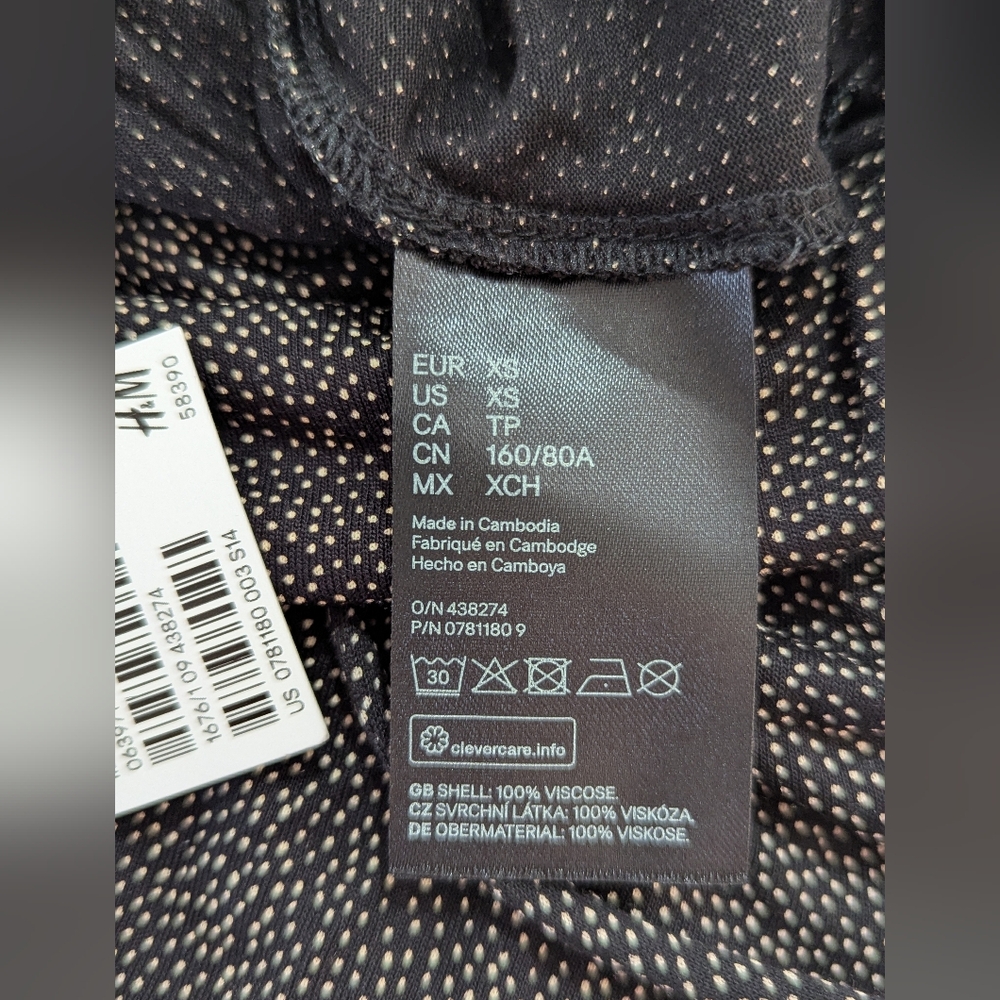 H&M Black Tan Speckle Spaghetti Strap Romper With Pockets Size XS *NWT - Picture 4 of 9